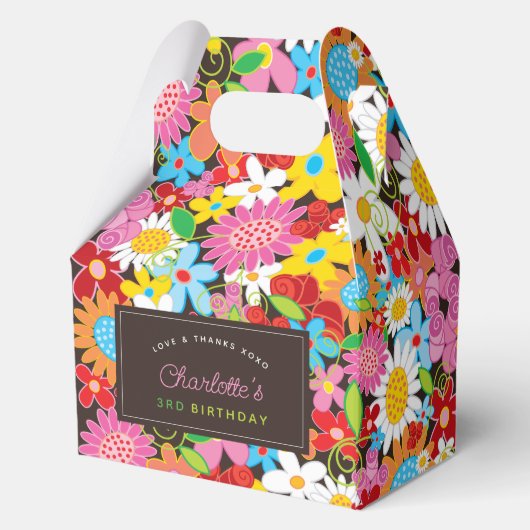 grillige lente bloemen tuin verjaardagsfeestje bedankdoosjes (Achterkant)