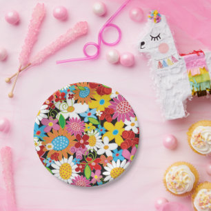 grillige lente bloemen tuin verjaardagsfeestje papieren bordje