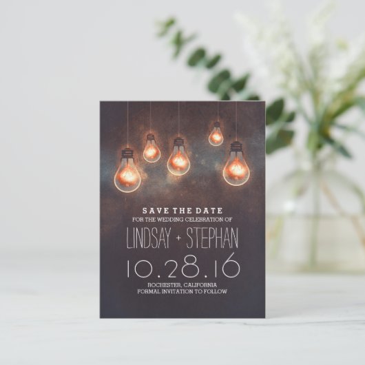 grillige lichtjes dromerig romantisch save the dat aankondigingskaart (Staand voorkant)