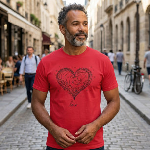 Grillige Lijnkunst Hart met Liefdesontwerp T-shirt