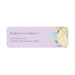 Grillige Maan Paarse Baby Shower Retouradres Etiket