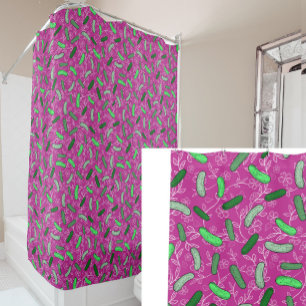 Grillige Magenta Augurken Kleurrijk Douchegordijn