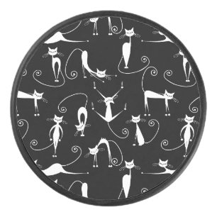 Grillige magere witte kattenpatroon hockey puck