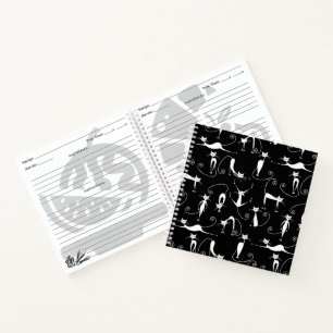 Grillige magere witte kattenpatroon notitieboek