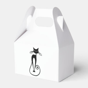 Grillige magere zwarte kat bedankdoosjes