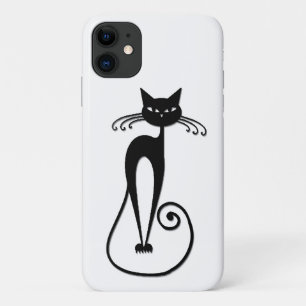 Grillige magere zwarte kat iPhone 11 hoesje