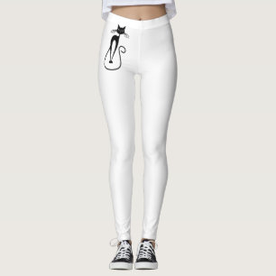 Grillige magere zwarte kat leggings