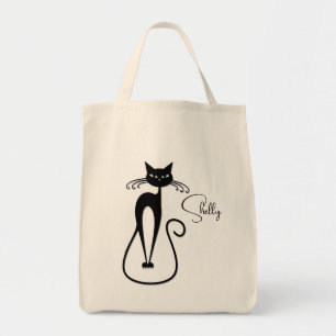 Grillige magere zwarte kat Persoonlijk Tote Bag