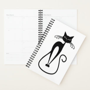 Grillige magere zwarte kat planner