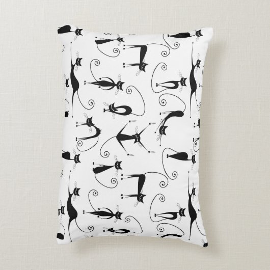 Grillige magere zwarte kattenpatroon accent kussen (Achterkant (Verticaal))