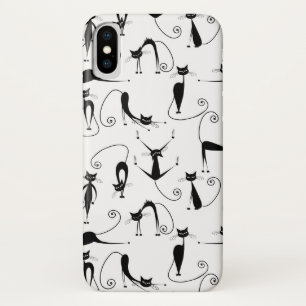 Grillige magere zwarte kattenpatroon iPhone x hoesje
