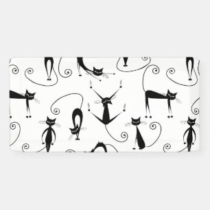Grillige magere zwarte kattenpatroon spandoek