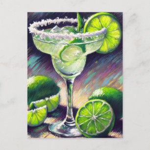 Grillige Margarita Cocktail Krijt Pastelgroen Briefkaart