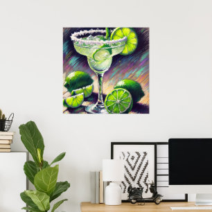 Grillige Margarita Cocktail Krijt Pastelgroen Poster