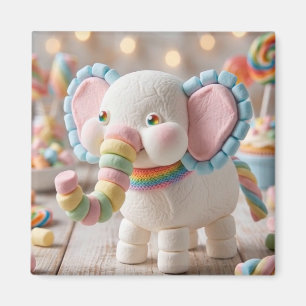 Grillige Marshmallow Olifant en Pastelkleurige Sno Magneet