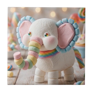 Grillige Marshmallow Olifant en Pastelkleurige Sno Tegeltje