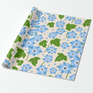 Grillige met de hand getekende blauwe vergeet-mij- cadeaupapier