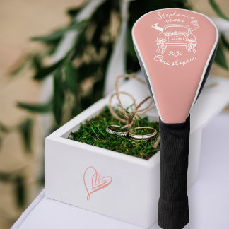 Grillige met de hand getekende huwelijksauto Net g Golfheadcover