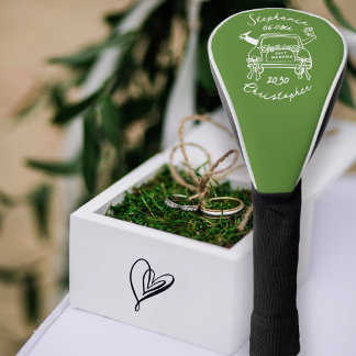 Grillige met de hand getekende huwelijksauto Net g Golfheadcover