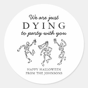 Grillige met de hand getekende skeletten Halloween Ronde Sticker