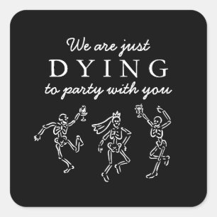 Grillige met de hand getekende skeletten Halloween Vierkante Sticker