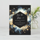 grillige minimalistische hemelse bruiloft save the date (Staand voorkant)