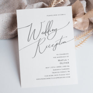 Grillige Minimalistische Script Bruiloftsreceptie Kaart