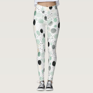 Grillige Mint Zwarte Crème Stippen Leggings