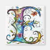 Grillige monogram E Magneet (Voorkant)