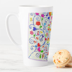 Grillige Mozaïek Harten & Krullen Elegante Latte M Mok