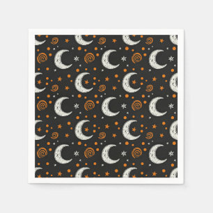 Grillige nachthemel halve maan Halloween Servet