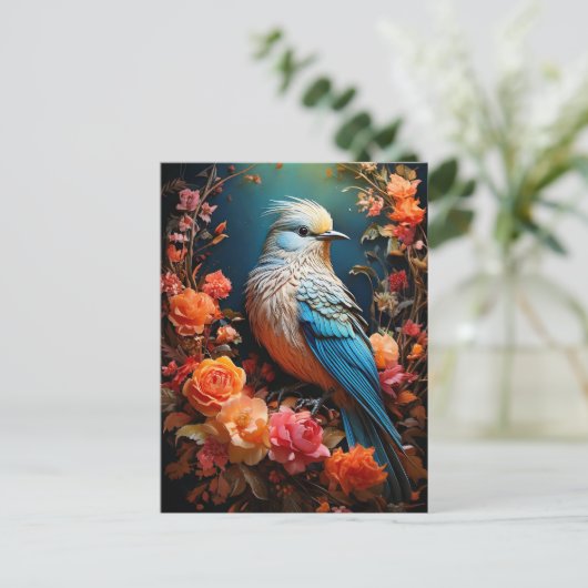 grillige Natuur blue bird Briefkaart (Staand voorkant)