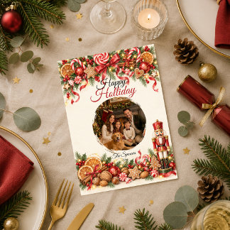 Grillige Notenkraker Kerst Familieportret Feestdagenkaart