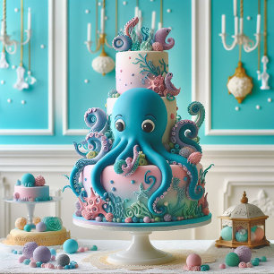 GRILLIGE OCTOPUS VERSIERD KINDEREN VERJAARDAGSTAAR KAART