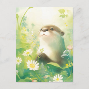Grillige Otter in Lente Madeliefjeswei Briefkaart