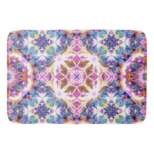 Grillige Paarse Blauwe Roze Kleurrijke Patroon Badmat