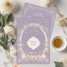 Grillige paarse en roze roze bloemen uitnodiging