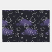 Grillige Paarse Outer Space Naadloos Patroon Inpakpapier Vel (Voorkant 3)