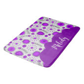 Grillige paarse witte harten bloemen bloem naam badmat (Gekanteld)