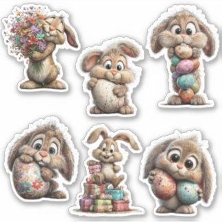 Grillige Paashaas Sticker Schattige Lente Konijn