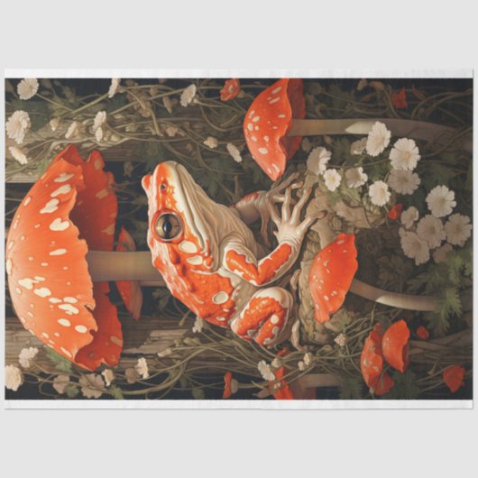Grillige Pad op Levendige Paddenstoel Decoupage Tissuepapier (Voorkant)