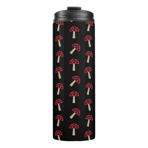 Grillige Paddenstoelen Rood En Zwart Patroon Thermosbeker
