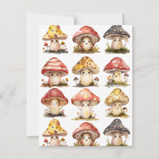 Grillige Paddestoelen Feestdagenkaart