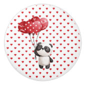 Grillige panda met ballonnen en harten C Keramische Knop (Voorkant)