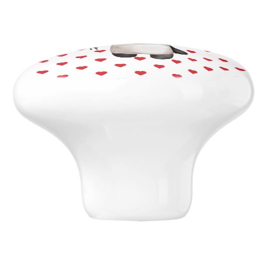 Grillige panda met ballonnen en harten C Keramische Knop (Zijkant)