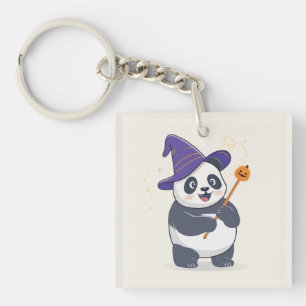 Grillige Pandatovenaar met Magische Hoed Sleutelhanger