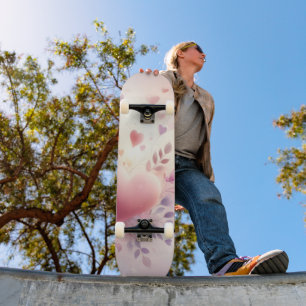 Grillige Pastel Harten Romantische Bloemige Liefde Skateboard