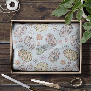 Grillige Pastel Malse Pasen Eieren Bloem Motief Tissuepapier