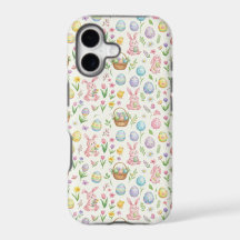 Grillige Pastel Paashaas & Bloemmotief