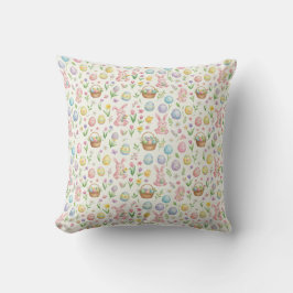 Grillige Pastel Paashaas & Bloempatroon Kussen